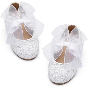 Kiderence Toddler Girls Dress Shoes Little Kids Mary Janes Ballet Flats Toddler(Ck351 White)