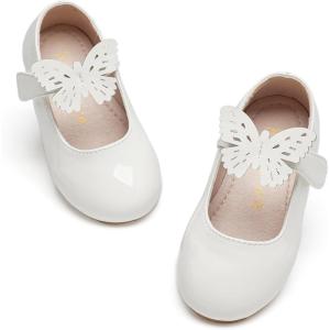 Kiderence Toddler Girls Dress Shoes Little Kids Mary Janes Ballet Flats Toddler(Ck514 White)
