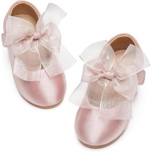 Kiderence Toddler Girls Dress Shoes Little Kids Mary Janes Ballet Flats Toddler(Ck517 Pink)