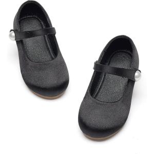 Kiderence Toddler Girls Dress Shoes Little Kids Mary Janes Ballet Flats Toddler(Ck602 Black)