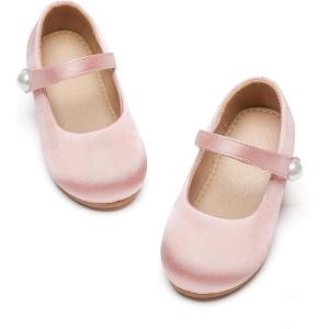 Kiderence Toddler Girls Dress Shoes Little Kids Mary Janes Ballet Flats Toddler(Ck602 Pink)