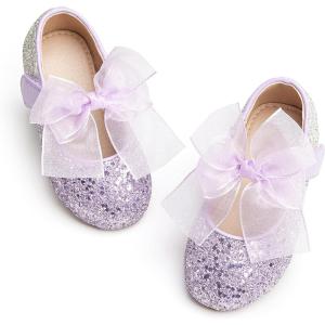 Kiderence Toddler Girls Dress Shoes Little Kids Mary Janes Ballet Flats Toddler(Ck929 Purple)