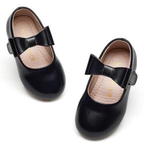Kiderence Toddler Girls Dress Shoes Little Kids Mary Janes Ballet Flats Toddler(Cl02 Black)