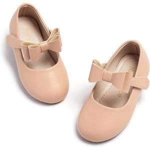 Kiderence Toddler Girls Dress Shoes Little Kids Mary Janes Ballet Flats Toddler(Cl02 Nude)