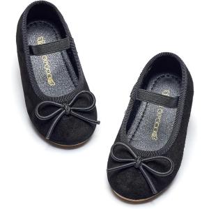 Kiderence Toddler Girls Dress Shoes Little Kids Mary Janes Ballet Flats Toddler(F675 Black)