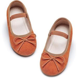 Kiderence Toddler Girls Dress Shoes Little Kids Mary Janes Ballet Flats Toddler(F675 Brown)