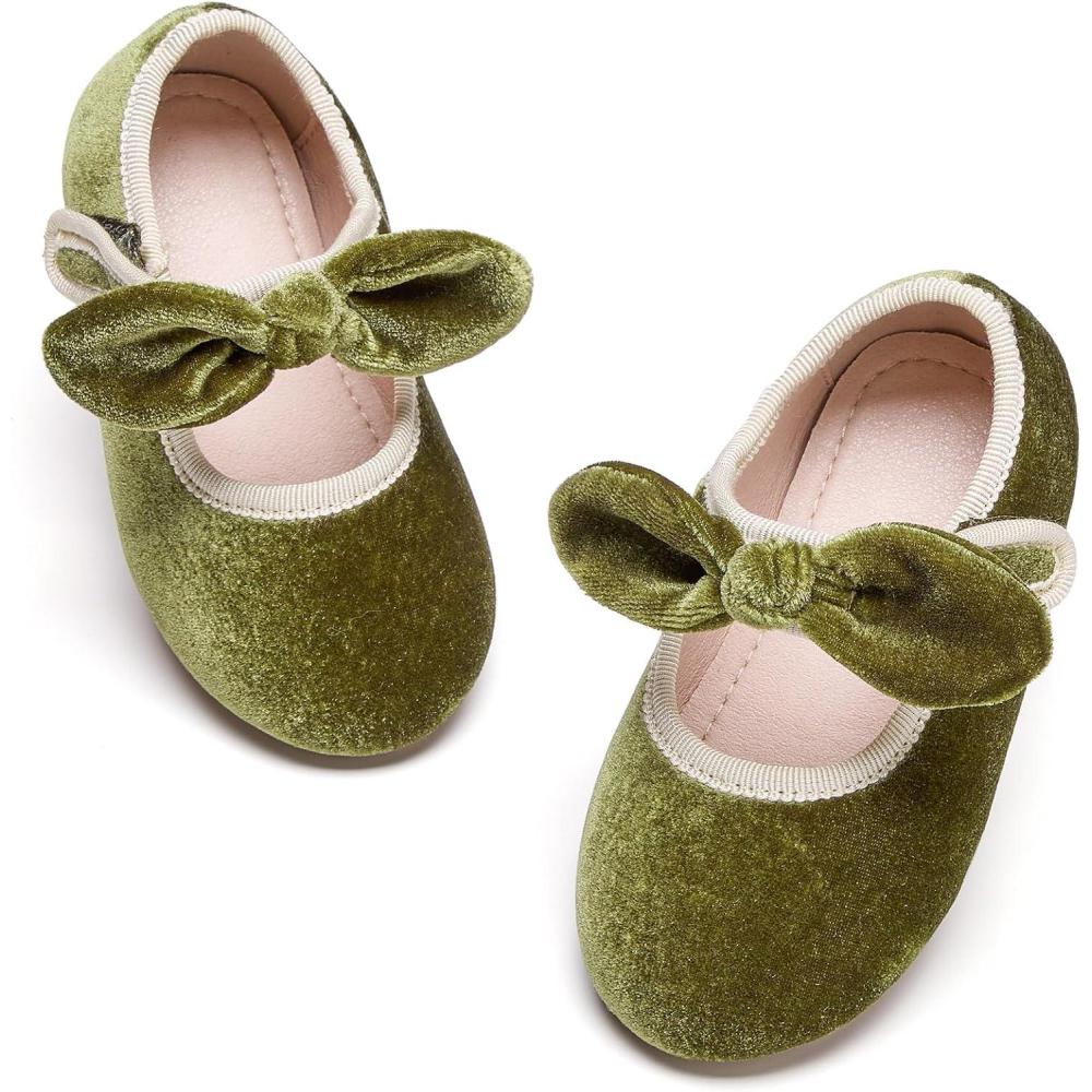 imageKiderence Little Toddler Girls Dress Shoes Ballerina Ballet Flats Kids Mary JanesCk321 Green