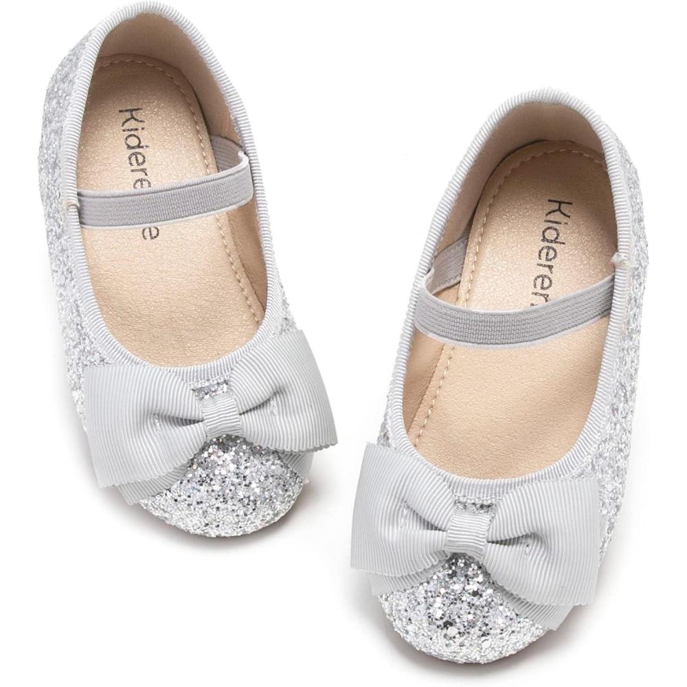 imageKiderence Little Toddler Girls Dress Shoes Ballerina Ballet Flats Kids Mary JanesCk322 Silver