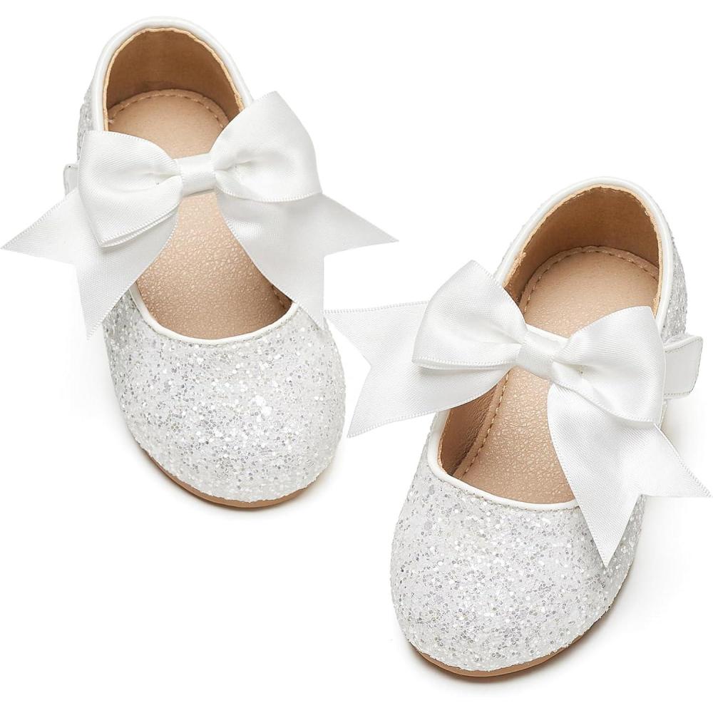 imageKiderence Little Toddler Girls Dress Shoes Ballerina Ballet Flats Kids Mary JanesCk353 White