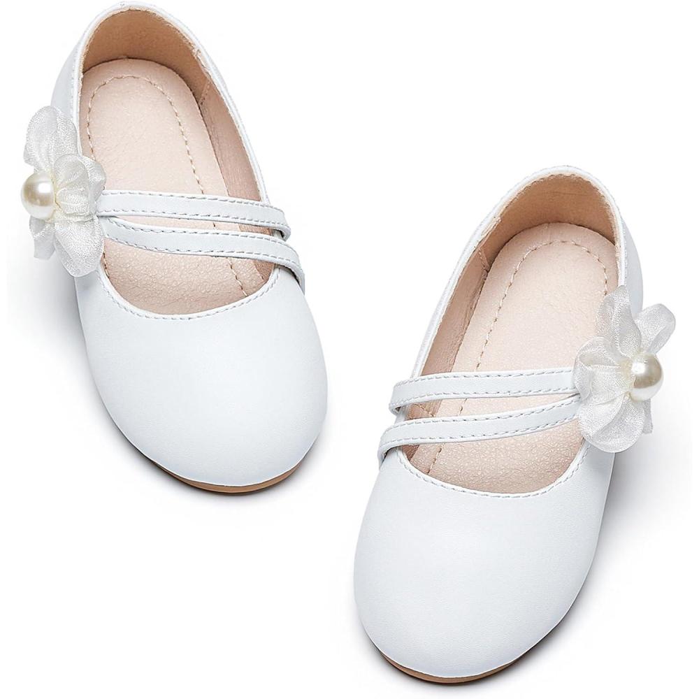 imageKiderence Little Toddler Girls Dress Shoes Ballerina Ballet Flats Kids Mary JanesCk605 White