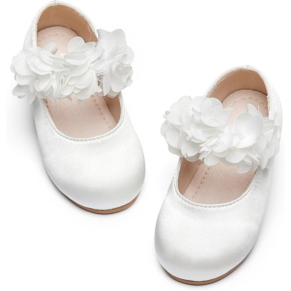 imageKiderence Little Toddler Girls Dress Shoes Ballerina Ballet Flats Kids Mary JanesCk606 White