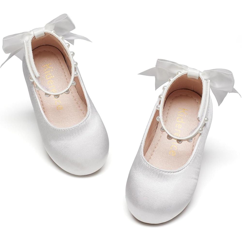 imageKiderence Little Toddler Girls Dress Shoes Ballerina Ballet Flats Kids Mary JanesCk943 White