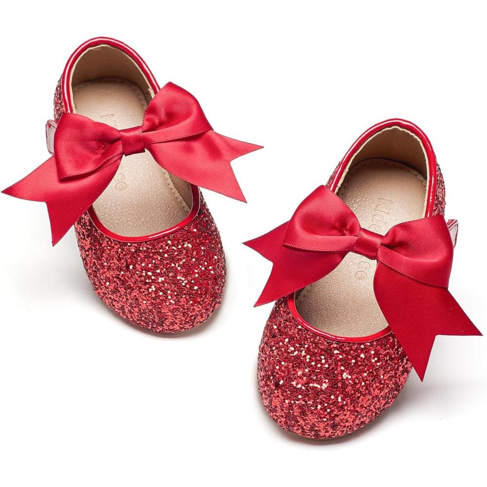 imageKiderence Little Toddler Girls Dress Shoes Ballerina Ballet Flats Kids Mary JanesCl06 Red