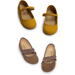 Childrenchic Mary Jane Shoes for Girls – Classic & Comfortable Dress Shoes for Toddlers & Kids – Perfect Flats for School, Play, and Special Occasions – Mustard & Camel Size 6 Toddler