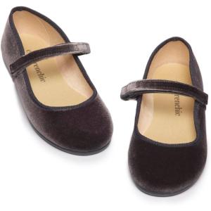 Childrenchic Mary Jane Shoes for Girls – Classic & Comfortable Dress Shoes for Toddlers & Kids – Perfect Flats for School, Play, and Special Occasions (Velvet)(Grey)