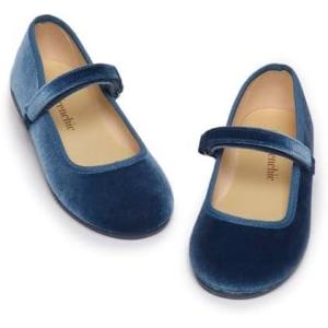 Childrenchic Mary Jane Shoes for Girls – Classic & Comfortable Dress Shoes for Toddlers & Kids – Perfect Flats for School, Play, and Special Occasions (Velvet)(Blue)