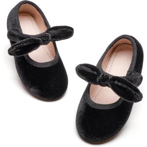 Kiderence Little Toddler Girls Dress Shoes Ballerina Ballet Flats Kids Mary Janes(Ck321 Black)
