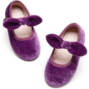 Kiderence Little Toddler Girls Dress Shoes Ballerina Ballet Flats Kids Mary Janes(Ck321 Purple)