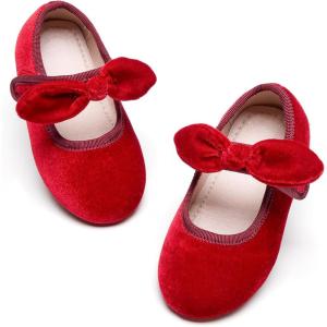 Kiderence Little Toddler Girls Dress Shoes Ballerina Ballet Flats Kids Mary Janes(Ck321 Red)