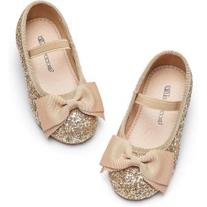 Kiderence Little Toddler Girls Dress Shoes Ballerina Ballet Flats Kids Mary Janes(Ck322 Gold)