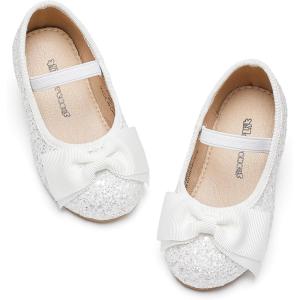 Kiderence Little Toddler Girls Dress Shoes Ballerina Ballet Flats Kids Mary Janes(Ck322 White)