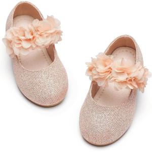 Kiderence Little Toddler Girls Dress Shoes Ballerina Ballet Flats Kids Mary Janes(Ck323 Pink)