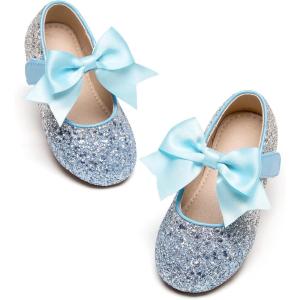 Kiderence Little Toddler Girls Dress Shoes Ballerina Ballet Flats Kids Mary Janes(Ck353 Ocean Blue)