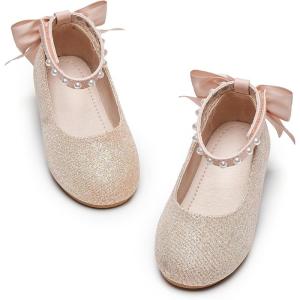 Kiderence Little Toddler Girls Dress Shoes Ballerina Ballet Flats Kids Mary Janes(Ck601 Pink)