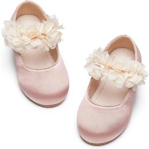 Kiderence Little Toddler Girls Dress Shoes Ballerina Ballet Flats Kids Mary Janes(Ck606 Pink)