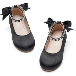 Kiderence Little Toddler Girls Dress Shoes Ballerina Ballet Flats Kids Mary Janes(Ck943 Black)