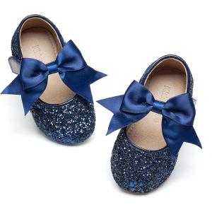 Kiderence Little Toddler Girls Dress Shoes Ballerina Ballet Flats Kids Mary Janes(Cl06 Blue)
