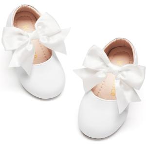 Kiderence Little Toddler Girls Dress Shoes Ballerina Ballet Flats Kids Mary Janes(Cl06 White)