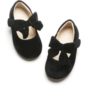 Kiderence Little Toddler Girls Dress Shoes Ballerina Ballet Flats Kids Mary Janes(F609 Black)