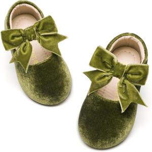 Kiderence Little Toddler Girls Dress Shoes Ballerina Ballet Flats Kids Mary Janes(F609 Green)