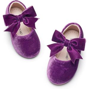 Kiderence Little Toddler Girls Dress Shoes Ballerina Ballet Flats Kids Mary Janes(F609 Purple)