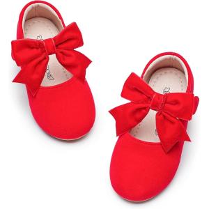 Kiderence Little Toddler Girls Dress Shoes Ballerina Ballet Flats Kids Mary Janes(F609 Red)