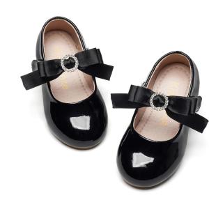 Kiderence Little Toddler Girls Dress Shoes Ballerina Ballet Flats Kids Mary Janes(Ck515 Black)