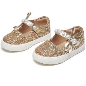 Kiderence Toddler Girls Sneakers Little Girls Running Sports Shoes(Toddler/Little Kids)(Cs803-gold)