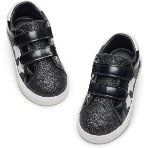 Kiderence Toddler Girls Sneakers Little Girls Running Sports Shoes(Toddler/Little Kids)(Cs805-black)