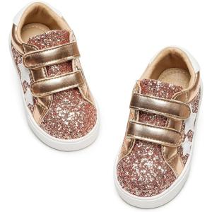 Kiderence Toddler Girls Sneakers Little Girls Running Sports Shoes(Toddler/Little Kids)(Cs805-champagne)