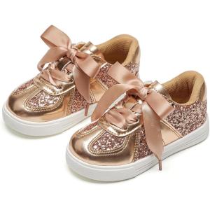 Kiderence Toddler Girls Sneakers Little Girls Running Sports Shoes(Toddler/Little Kids)(Cs806-champagne)