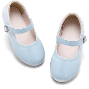 Kiderence Little Toddler Girls Dress Shoes Ballerina Ballet Flats Kids Mary Janes(Ck905 Blue)