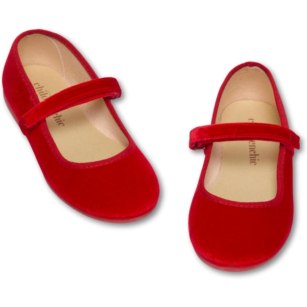 image:imageChildrenchic Mary Jane Shoes for Girls  Classic amp Comfortable Dress Shoes for Toddlers amp Kids  Perfect Flats for School Play and Special Occasions VelvetRed