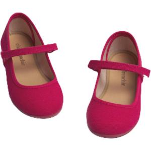 Childrenchic Mary Jane Shoes for Girls – Classic & Comfortable Canvas Dress Shoes for Toddlers & Kids – Perfect Flats for School, Play, and Special Occasions (Canvas, Fuchsia, 3 Little Kid)