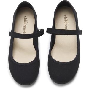 Childrenchic Mary Jane Shoes for Girls – Classic & Comfortable Canvas Dress Shoes for Toddlers & Kids – Perfect Flats for School, Play, and Special Occasions (Canvas, Black, 11 Little Kid)