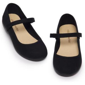 Childrenchic Mary Jane Shoes for Girls – Classic & Comfortable Canvas Dress Shoes for Toddlers & Kids – Perfect Flats for School, Play, and Special Occasions (Canvas, Black, 8 Toddler)