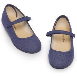 Childrenchic Mary Jane Shoes for Girls – Classic & Comfortable Canvas Dress Shoes for Toddlers & Kids – Perfect Flats for School, Play, and Special Occasions (Canvas, Blue Indigo, 13.5 Little Kid)