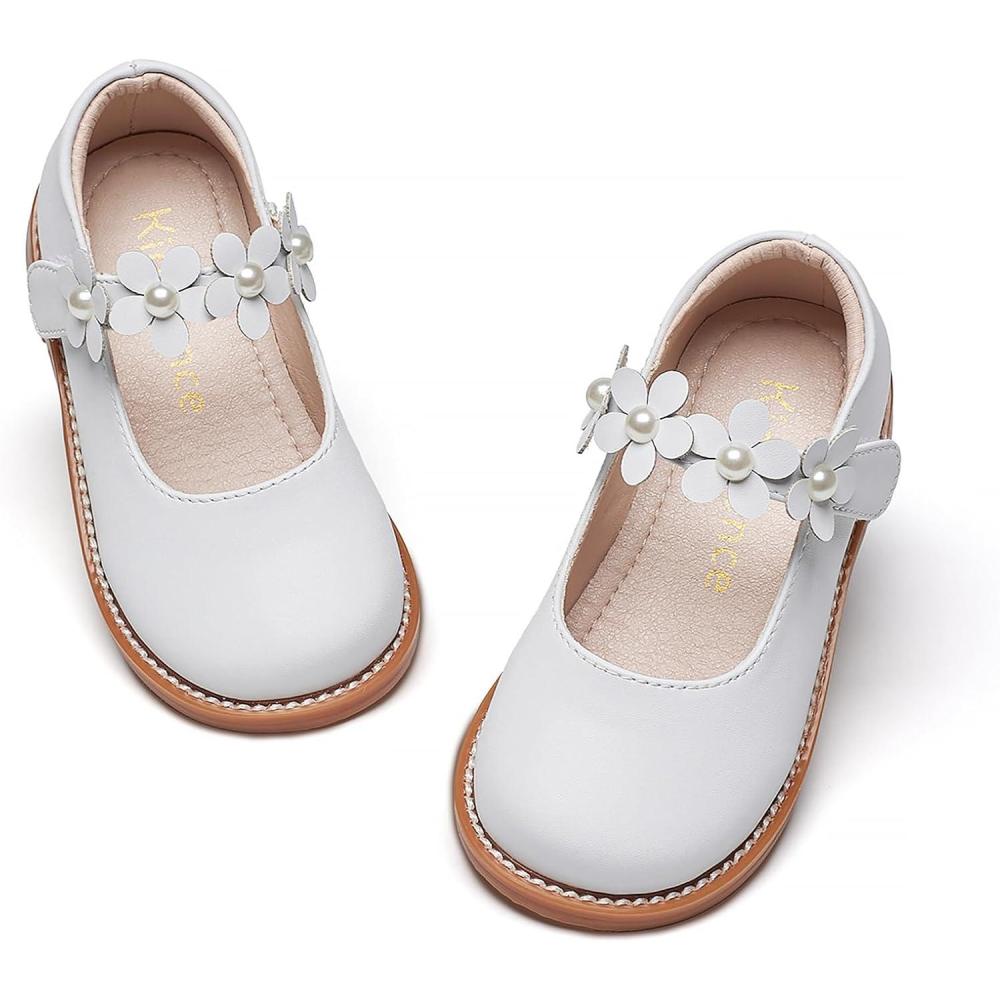 image:imageKiderence Girls Flat Dress Shoes School Oxfords Mary Jane ToddlerLittle KidsCk501 White