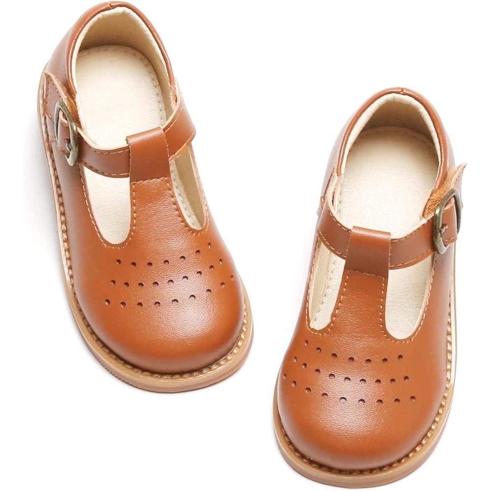 image:imageKiderence Girls Flat Dress Shoes School Oxfords Mary Jane ToddlerLittle KidsF672 Brown