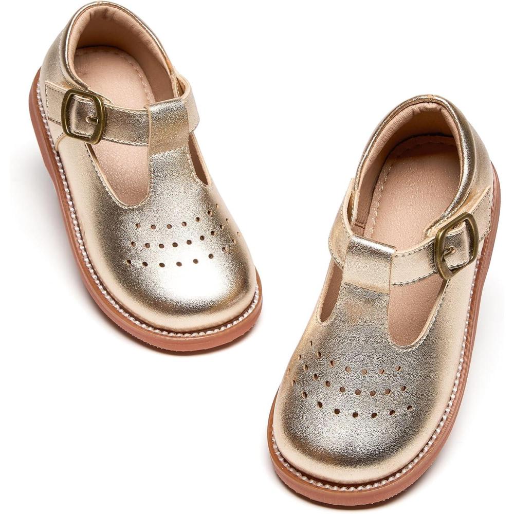 image:imageKiderence Girls Flat Dress Shoes School Oxfords Mary Jane ToddlerLittle KidsF672 Gold